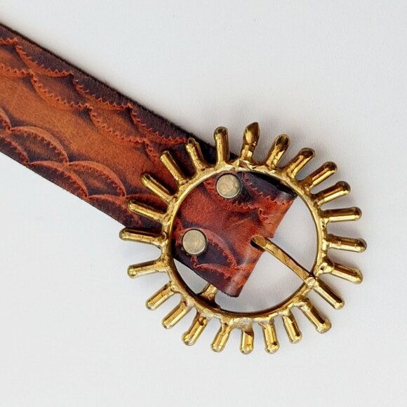 Genuine Leather Belt with Brass Buckle size 34